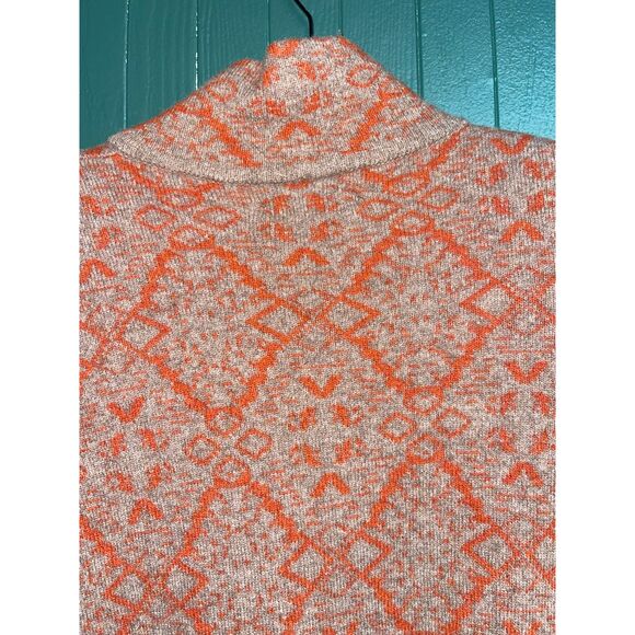 Chiaramente Wool Blend jacquard Cardigan Sweater– Made in Italy– Orange/Beige S - Picture 6 of 9
